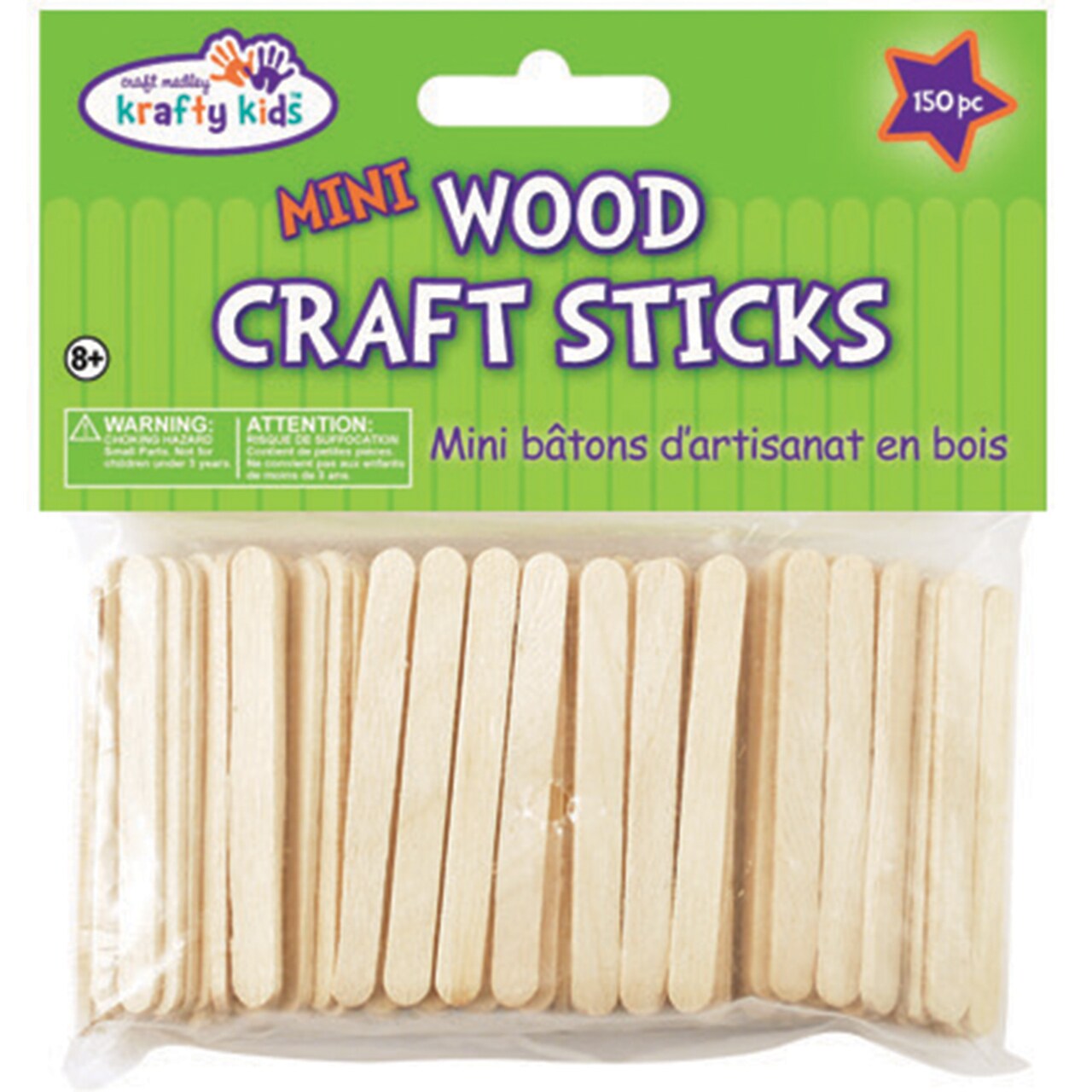 Krafty Kids Mini Craft Sticks-Natural 2.125 150/Pkg
